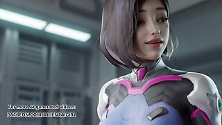 Overwatch Dva cosplay acting bitchy Uncensored Hentai AI generated