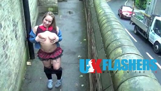 British Bombshell Ashley Riders Flashing and Eating Pussy for UK-Flashers