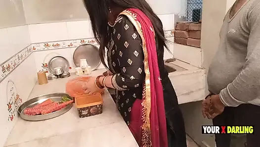 Punjabi Stepmom fucking in the kitchen when she make dinner for stepson