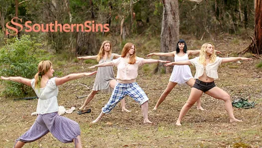 Outdoor Yoga Lesson with Lesbian Aussies