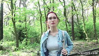German Scout - рыжая юная студентка Lia на публичном кастинге